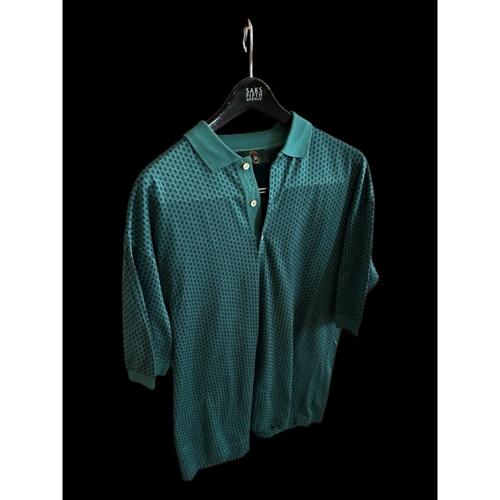 Vintage Bobby Jones‎ Polo Shirt Medium Teal Green Golf Italy Mercerized Cotton